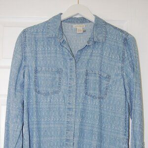 Carbon 2 Cobalt patterned split-back chambray shirt
